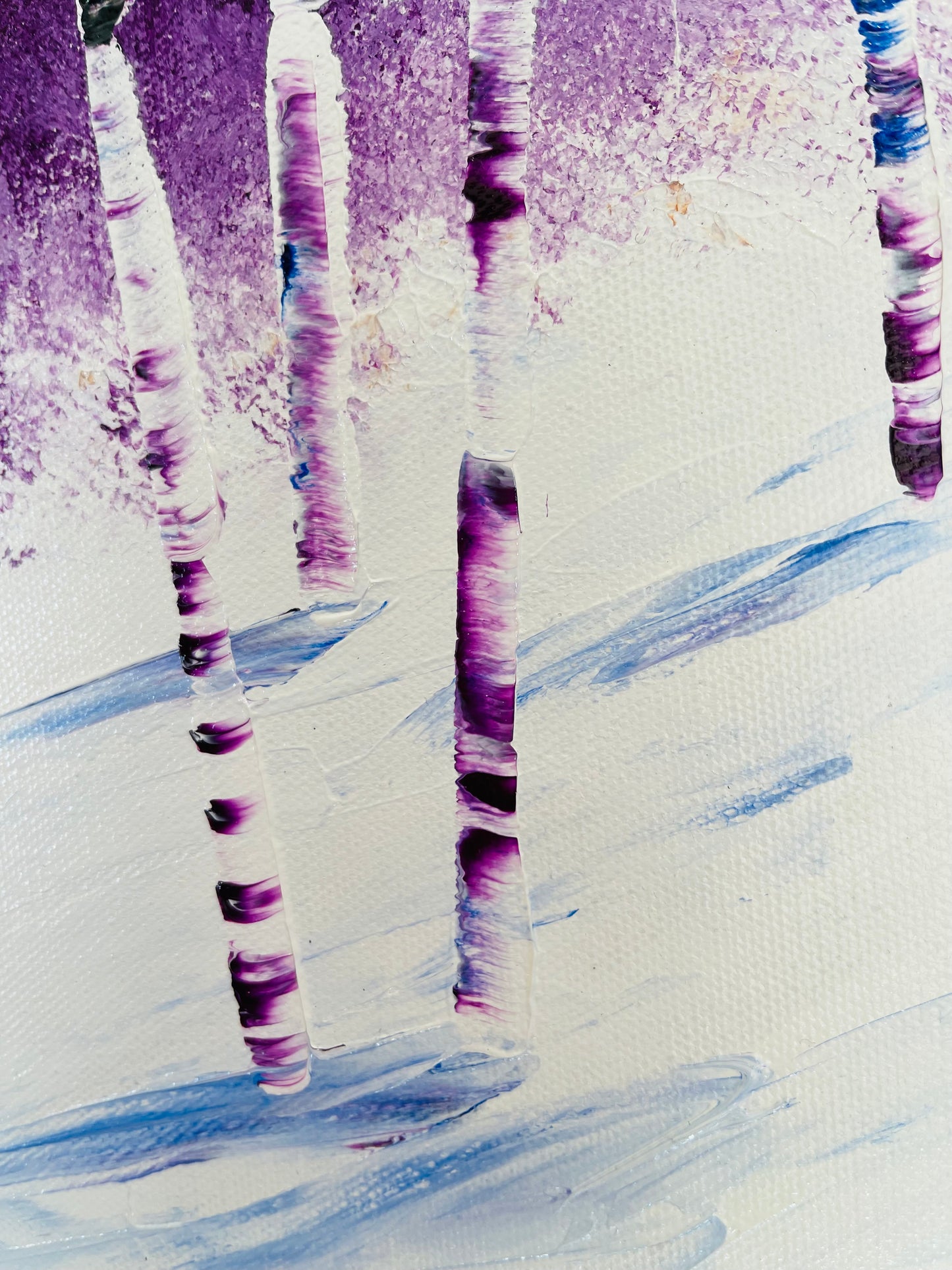 Violet Winterland- Abstract Colorado Winter Landscape with Aspen Trees