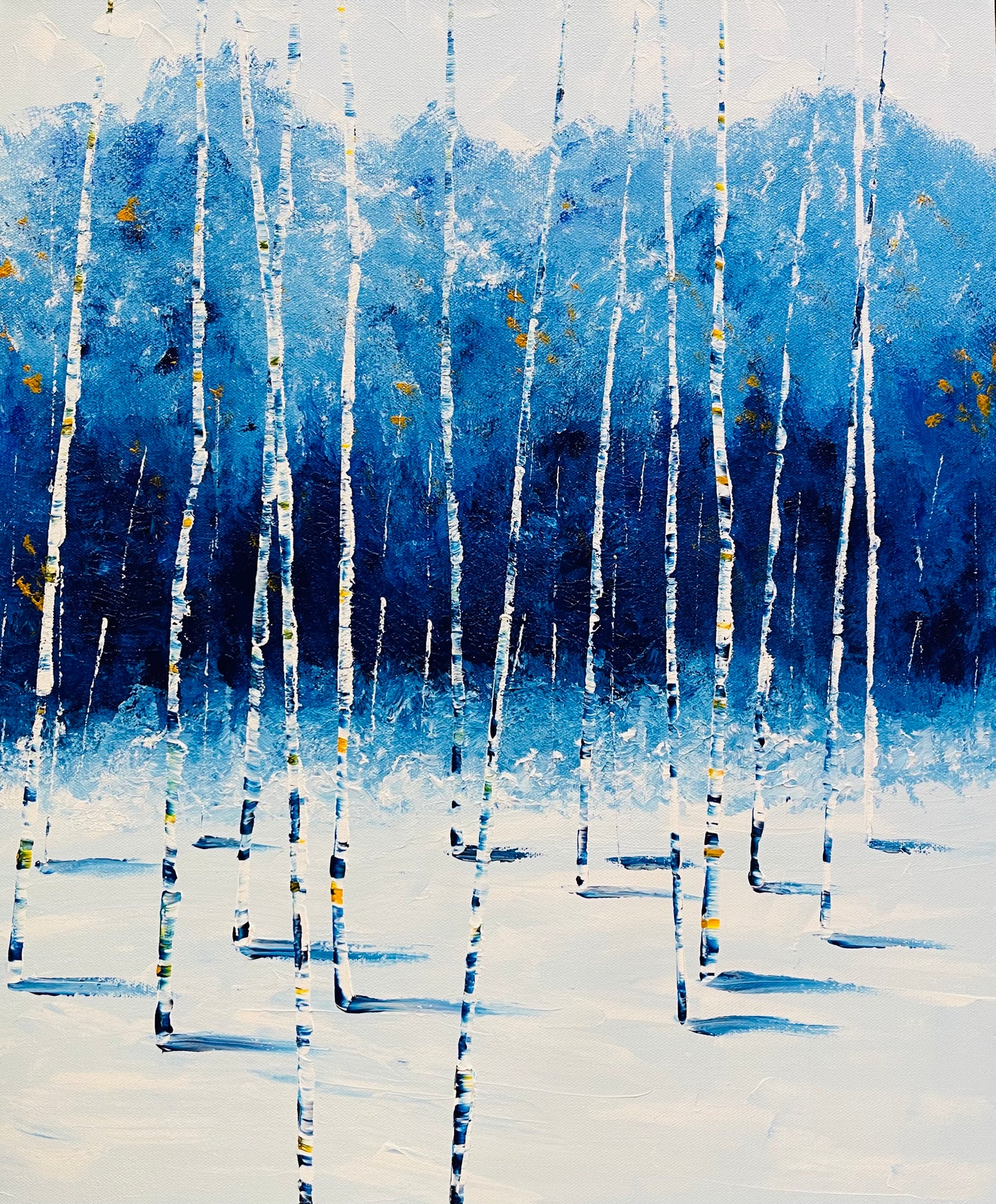 Blue Winters- Abstract Colorado Winter Landscape with Aspen Trees