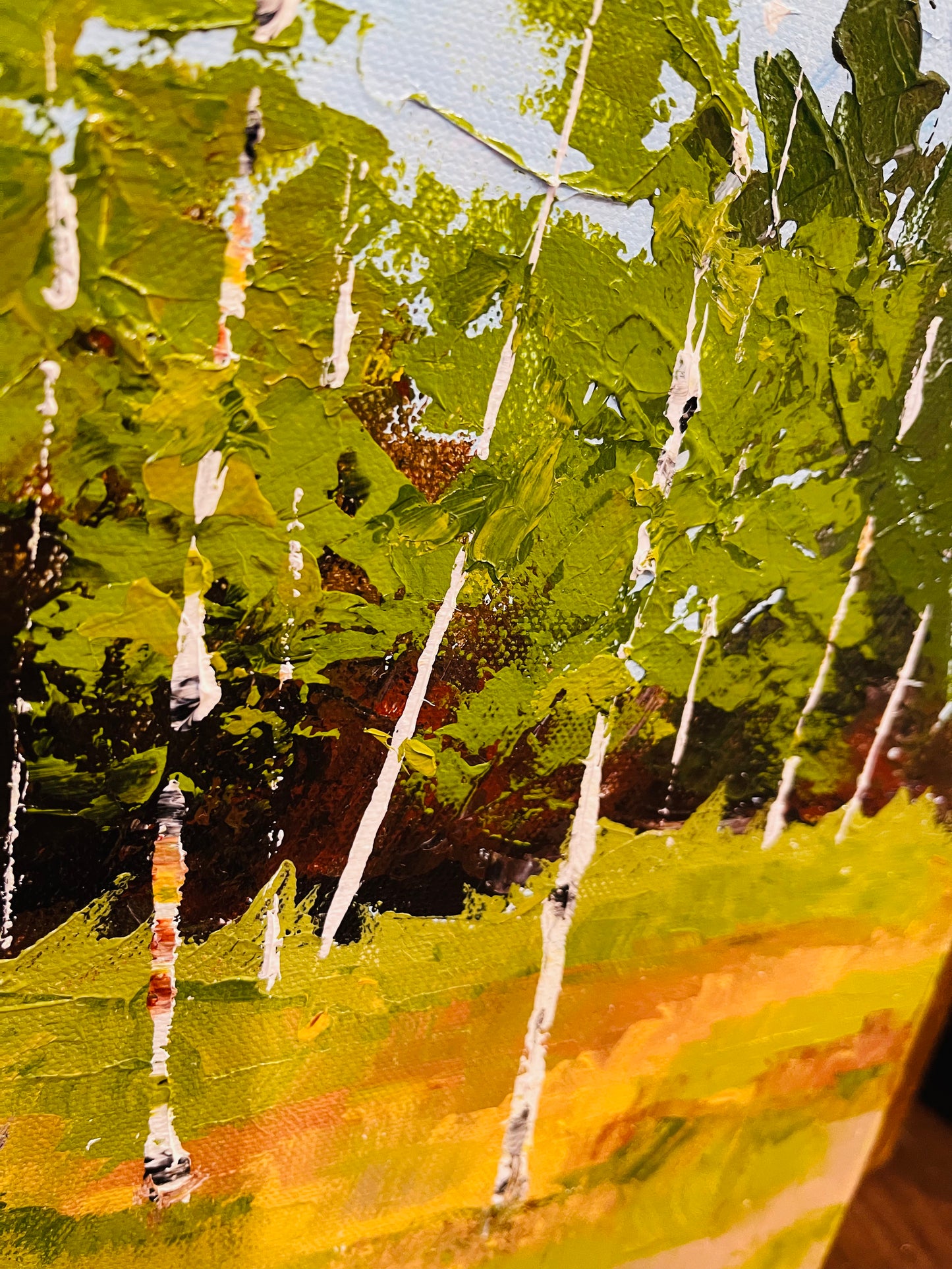 Summer green landscape painting with Reflections