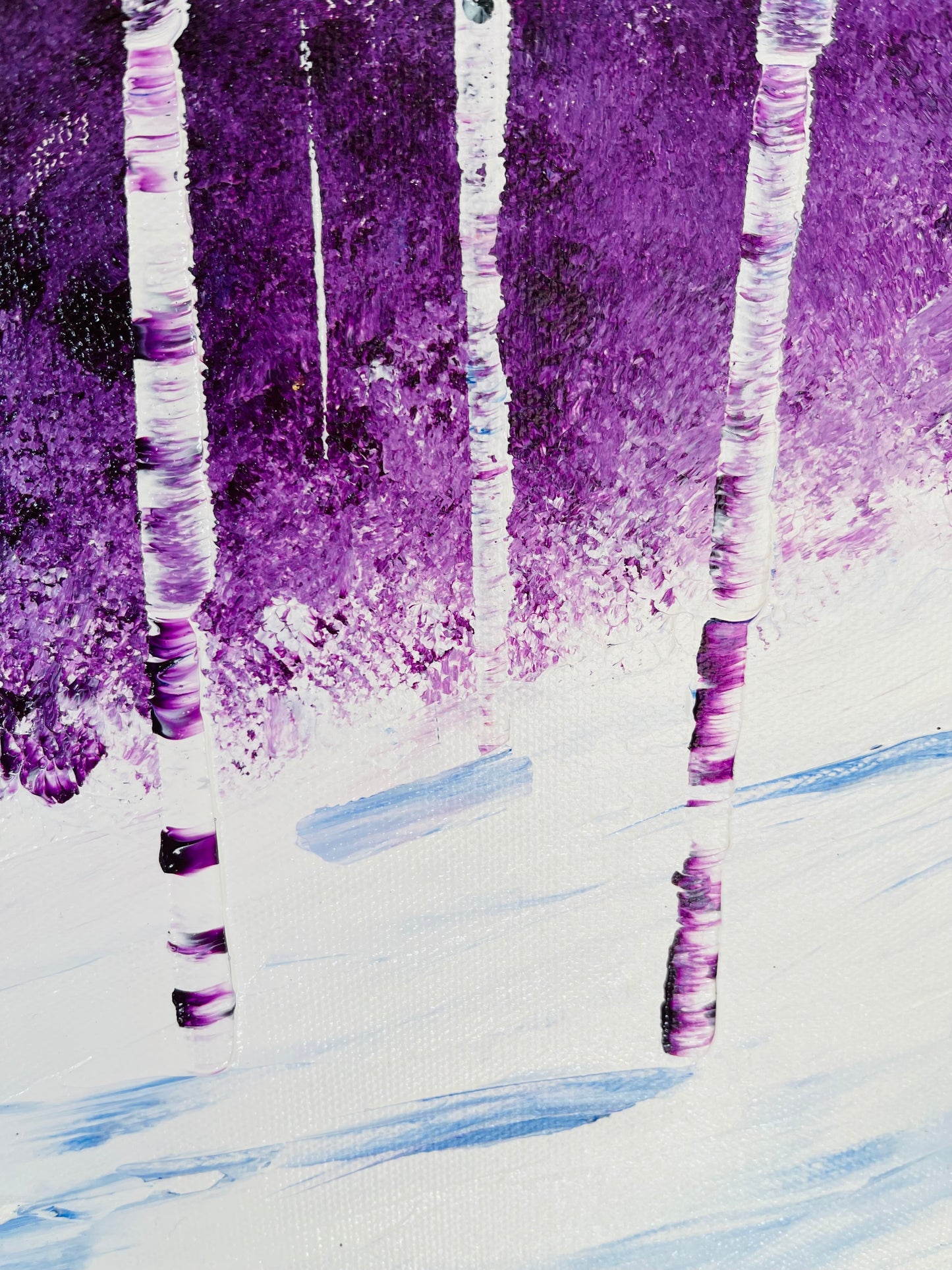 Violet Winterland- Abstract Colorado Winter Landscape with Aspen Trees