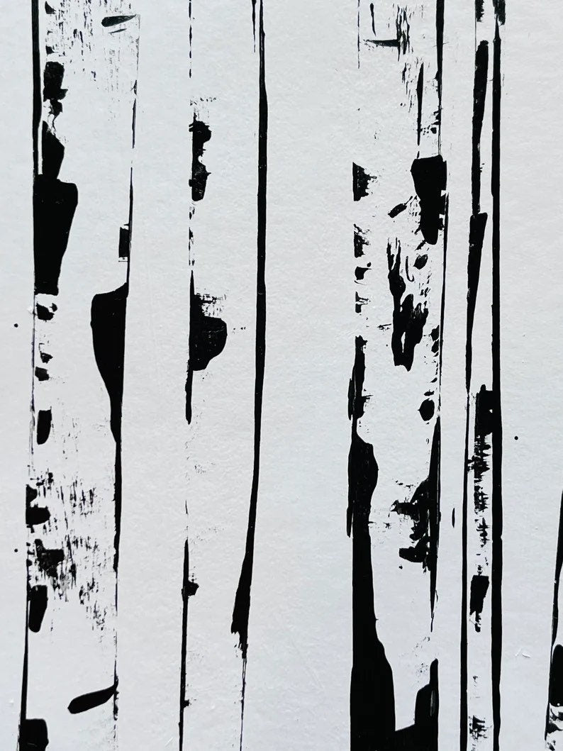 60x60 inches Commission Black and White Aspen Painting-Colorado Landscape