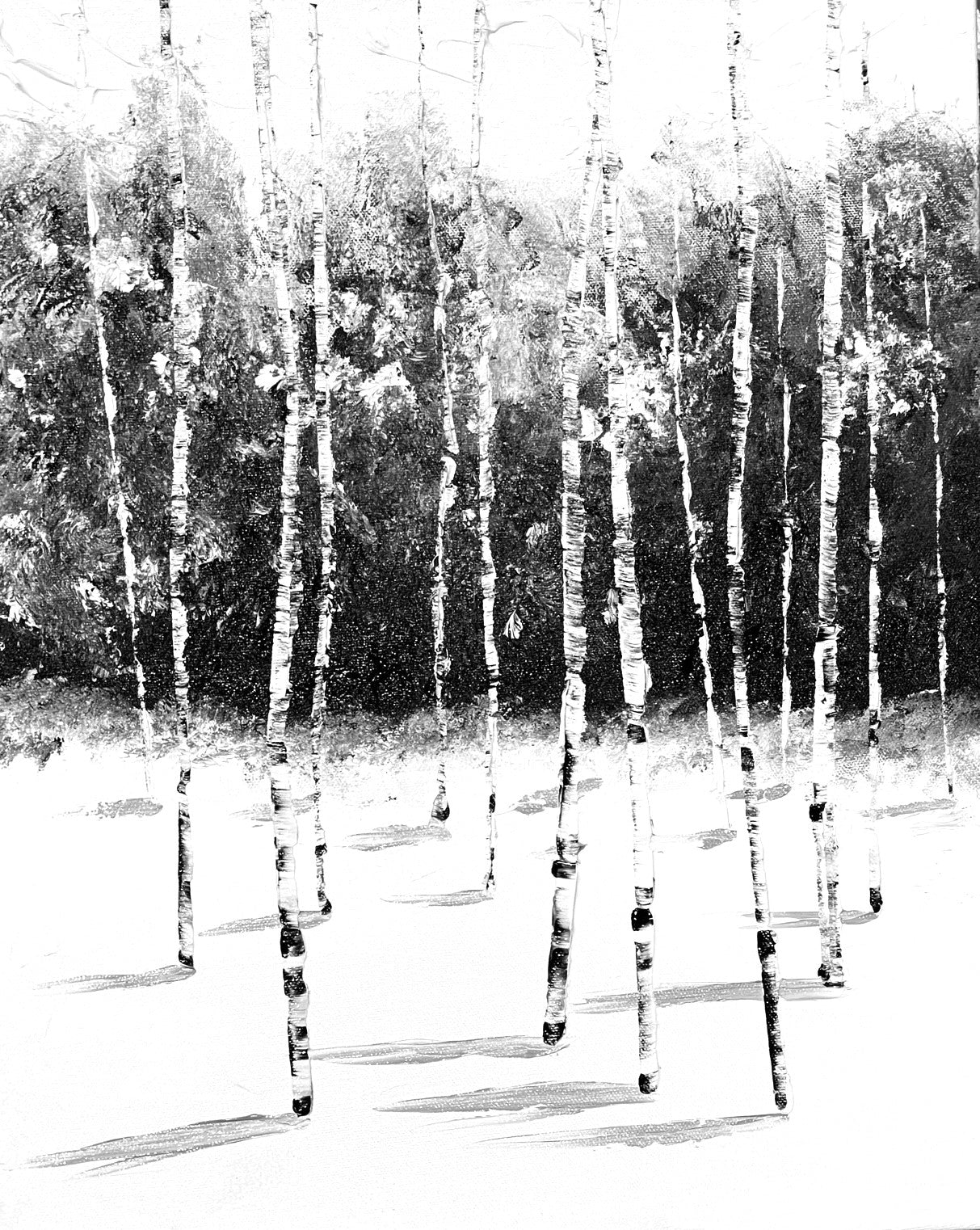 Black and White Aspen Painting - Inner Peace – Nisha Fine Art