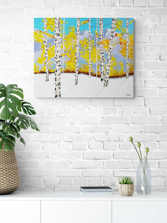 Winter Landscape Painting - Aspen Trees