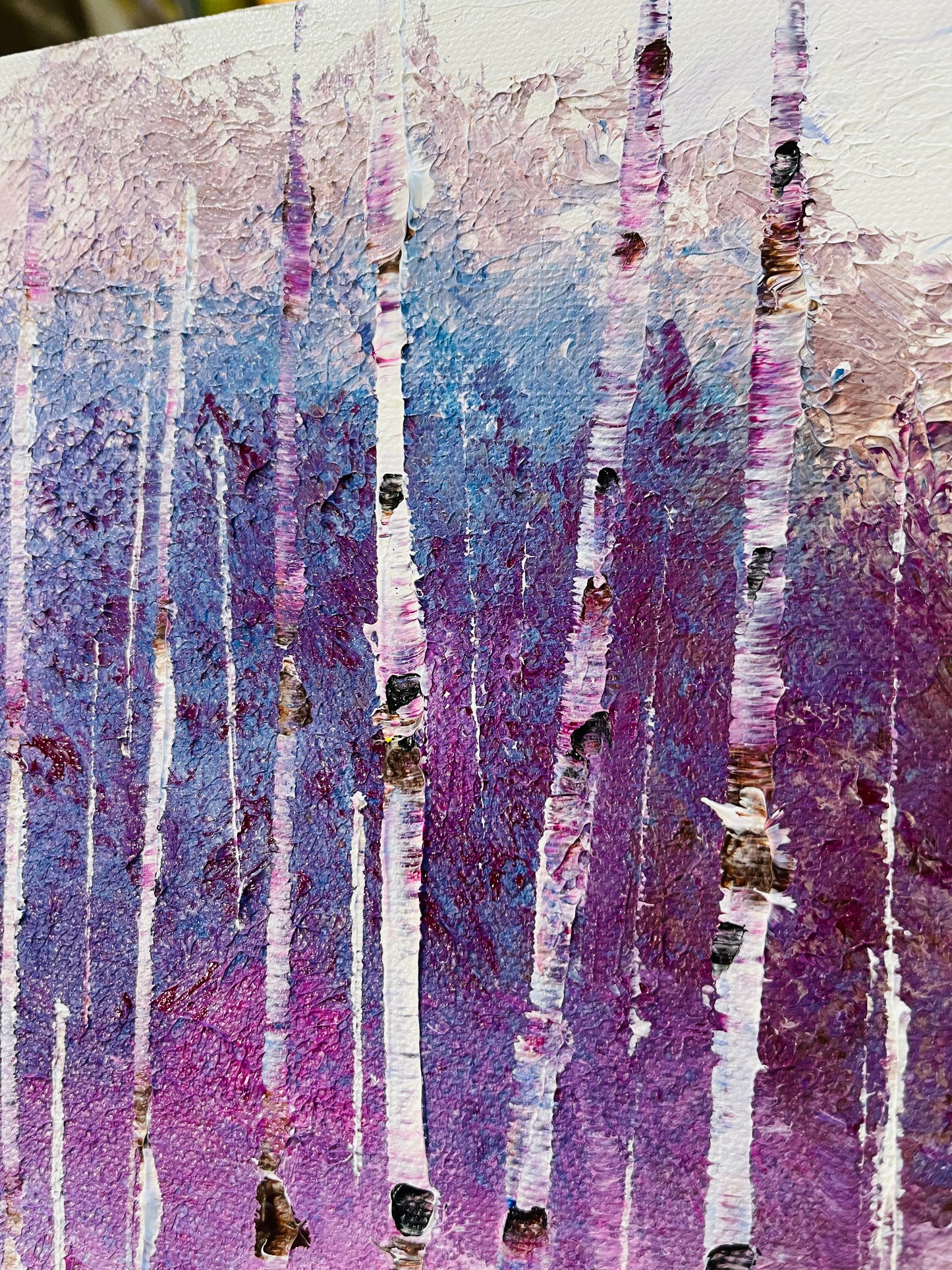 Abstract winter Aspens in purple shades