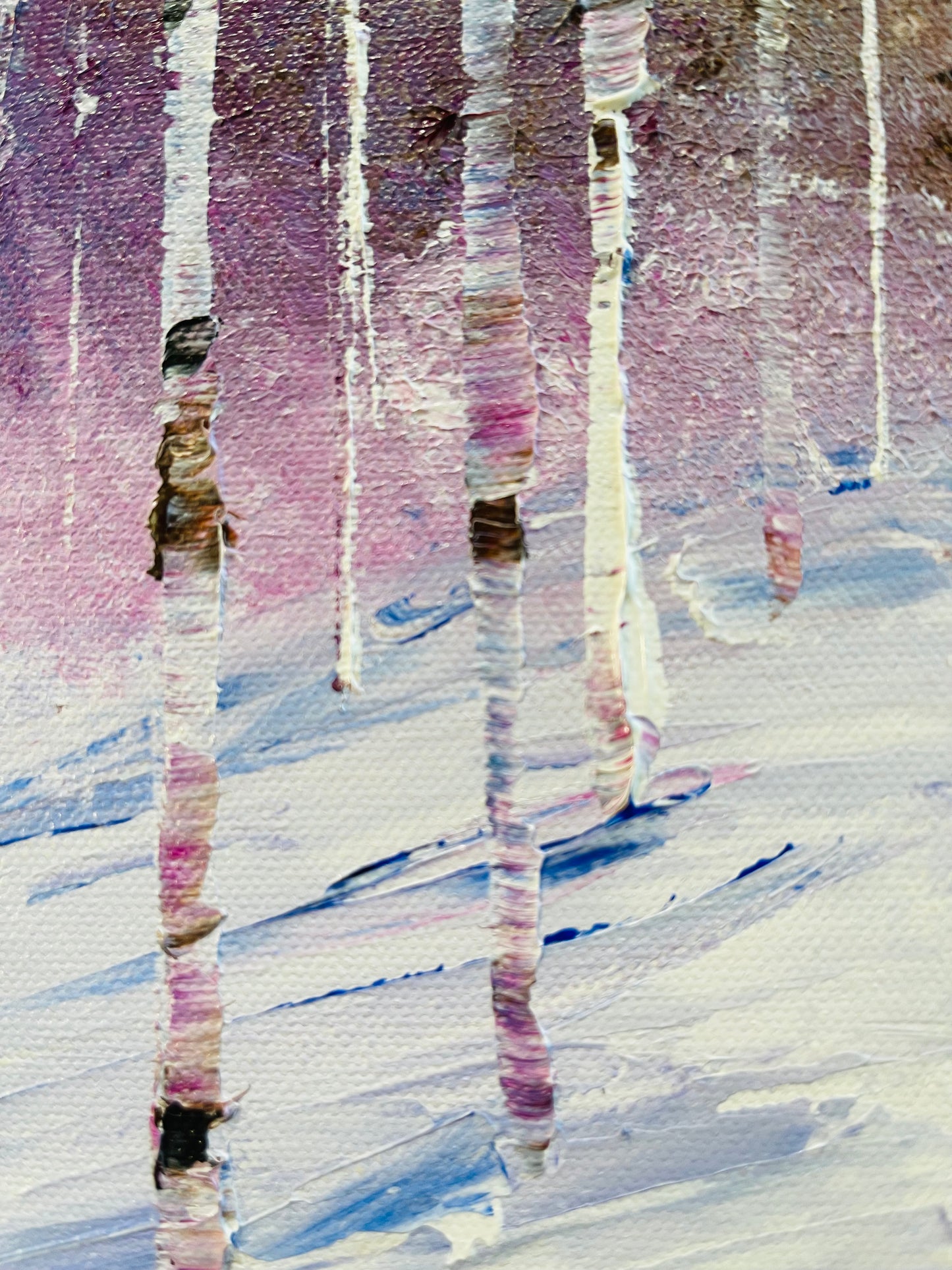 Abstract winter Aspens in purple shades