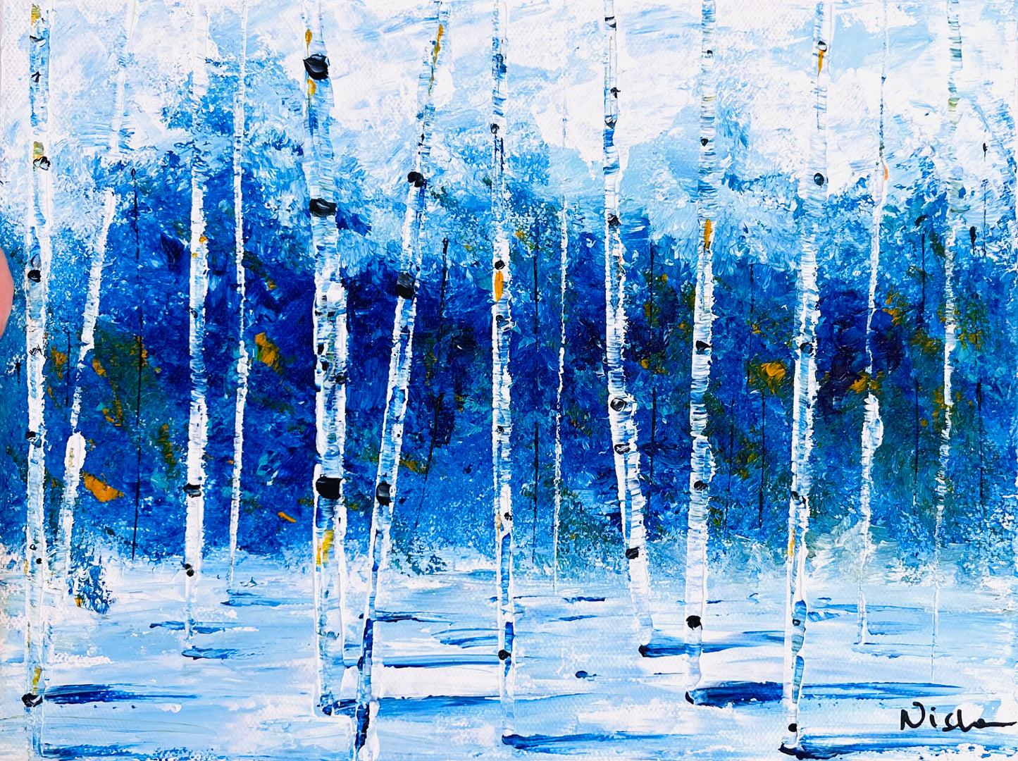 Abstract winter Aspens