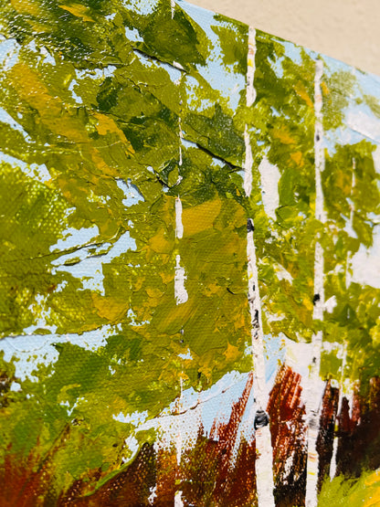 Summer green landscape painting with Reflections