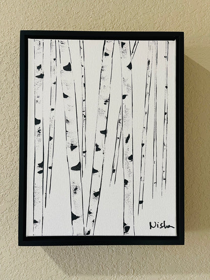 ZEN-Framed Black and White Aspens - Small