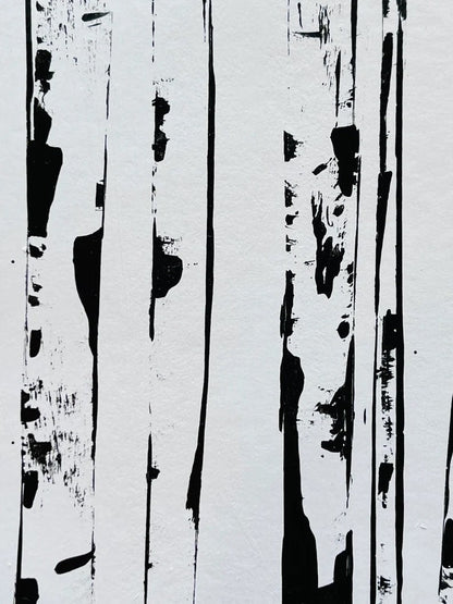 60x60 inches Commission Black and White Aspen Painting-Colorado Landscape