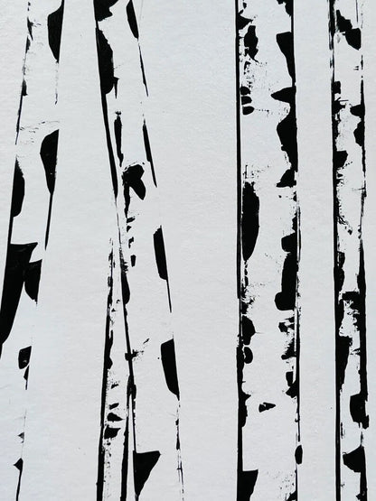 60x60 inches Commission Black and White Aspen Painting-Colorado Landscape