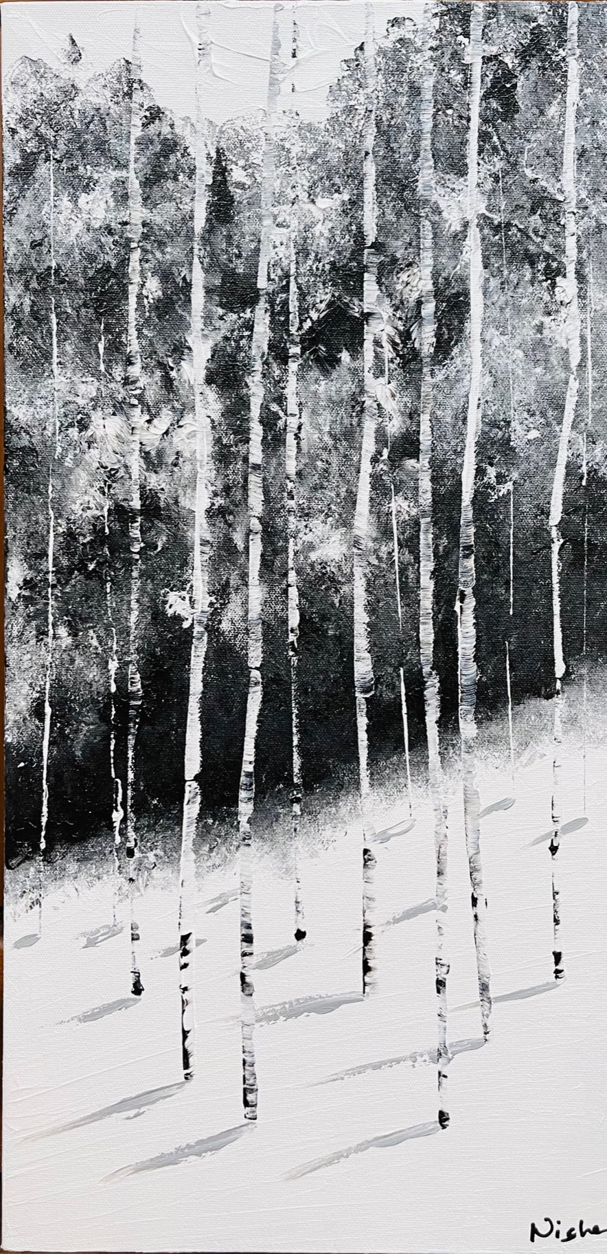 Black and White Aspen Painting