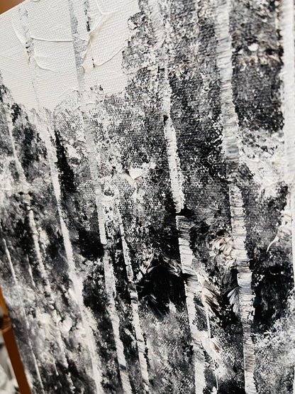 Black and White Aspen Painting