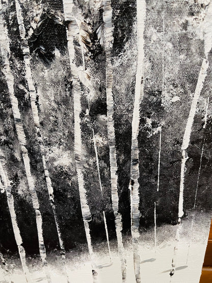 Black and White Aspen Painting