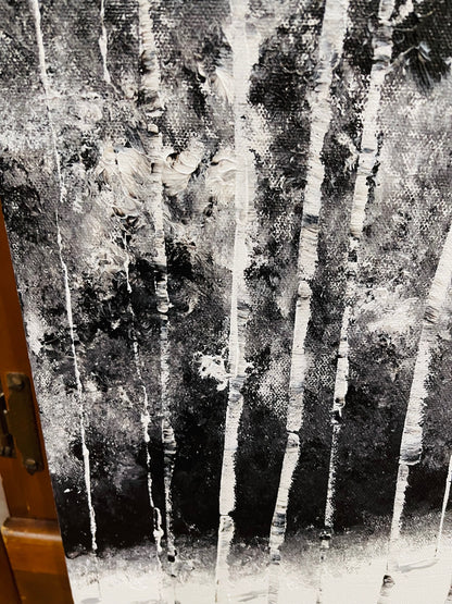 Black and White Aspen Painting
