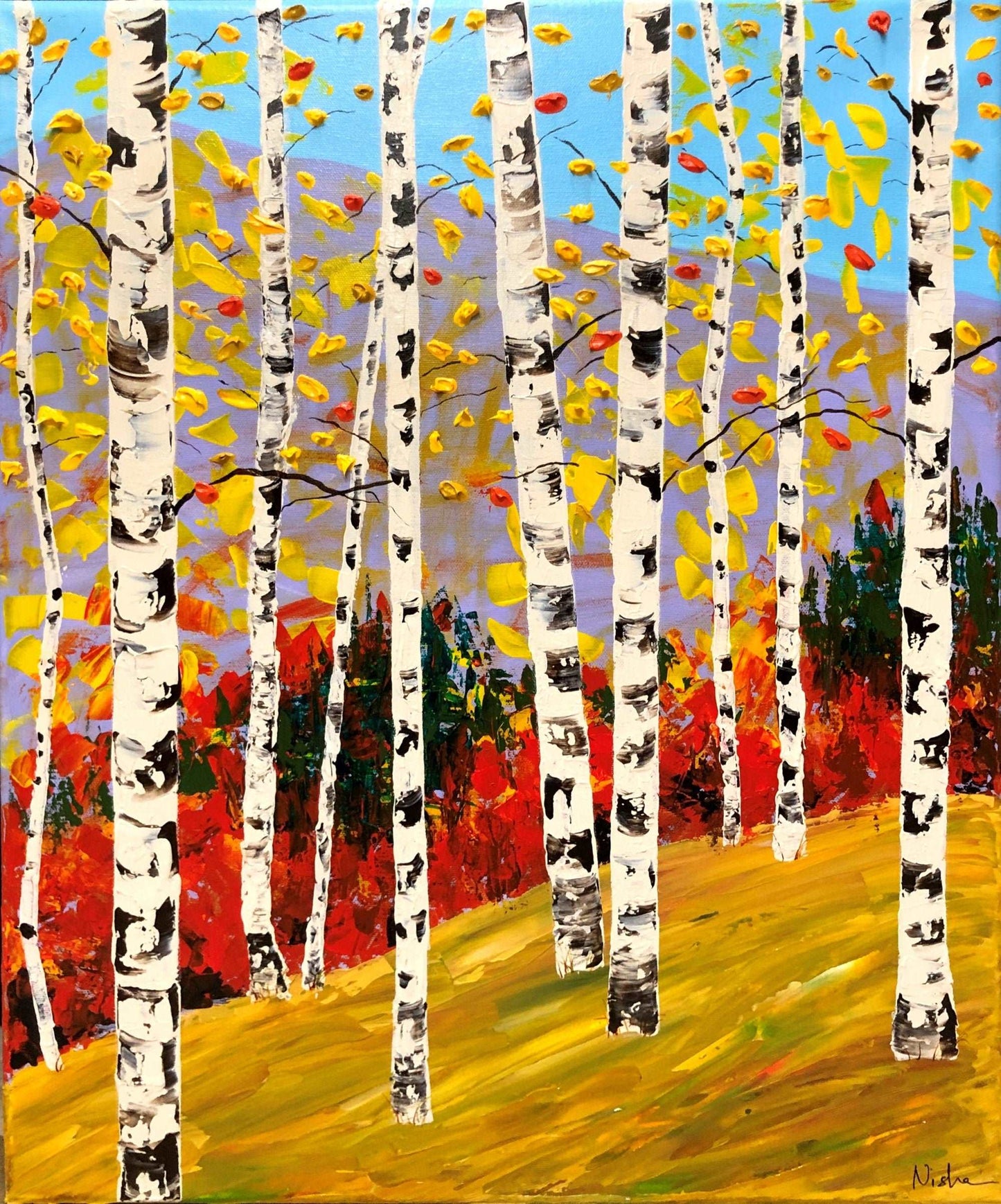 Colorado Landscape painting with Aspen Trees