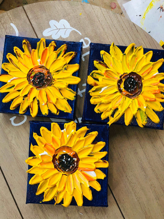 Sunflower Painting Mini Canvas with easel, Sunflower Gifts by Nisha Ghela