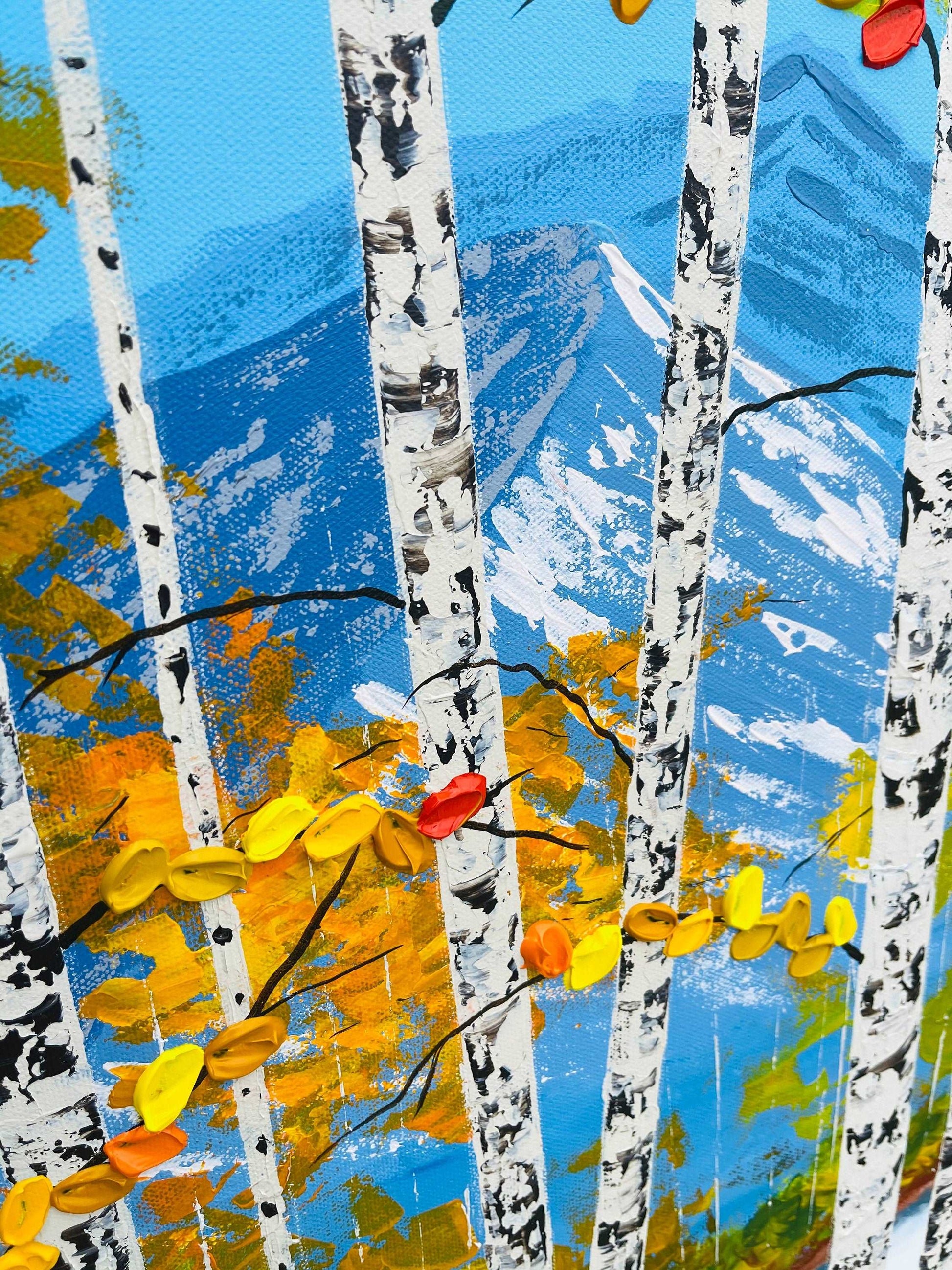 Landscape Painting, Aspens with River