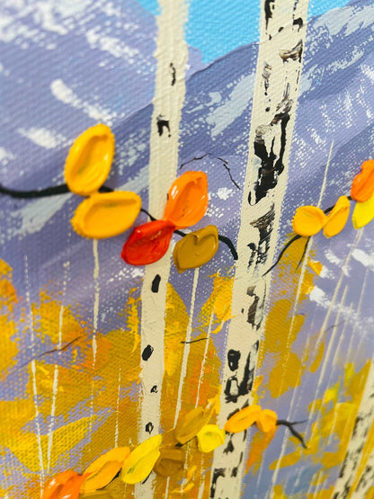 Winter Landscape Painting - Aspen Trees