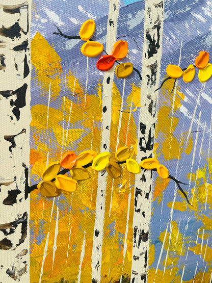 Winter Landscape Painting - Aspen Trees