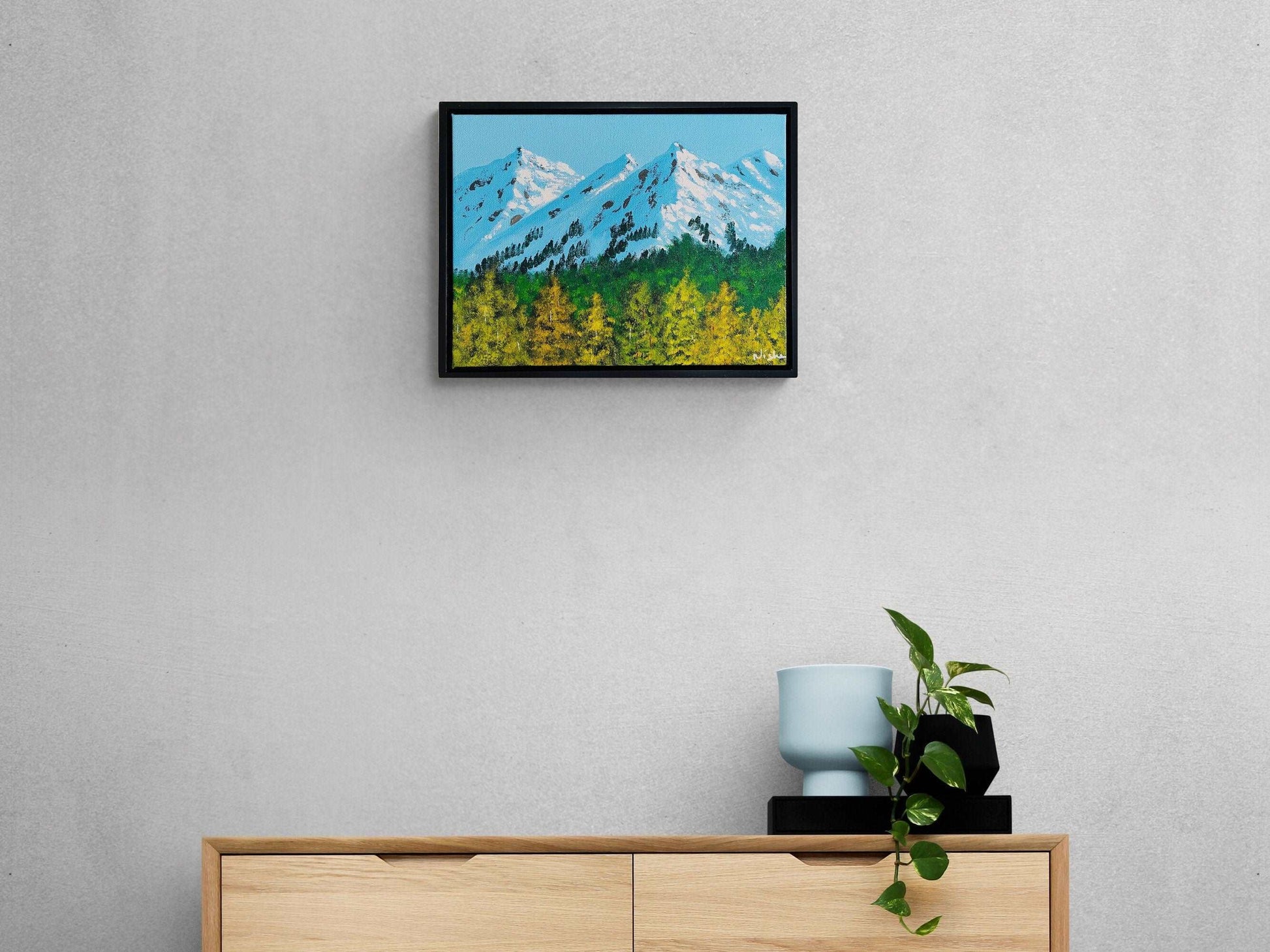 Snowy mountain painting  with Trees- ready to ship. Colorado mountain painting, Landscape Colorado art by Nisha Ghela