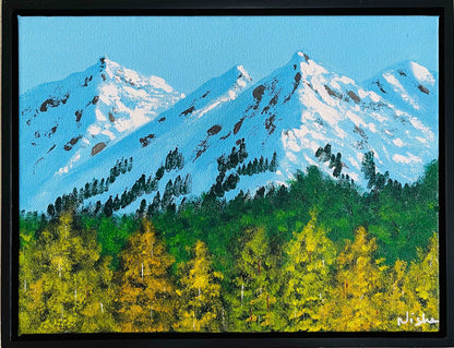 Snowy mountain painting  with Trees- ready to ship. Colorado mountain painting, Landscape Colorado art by Nisha Ghela