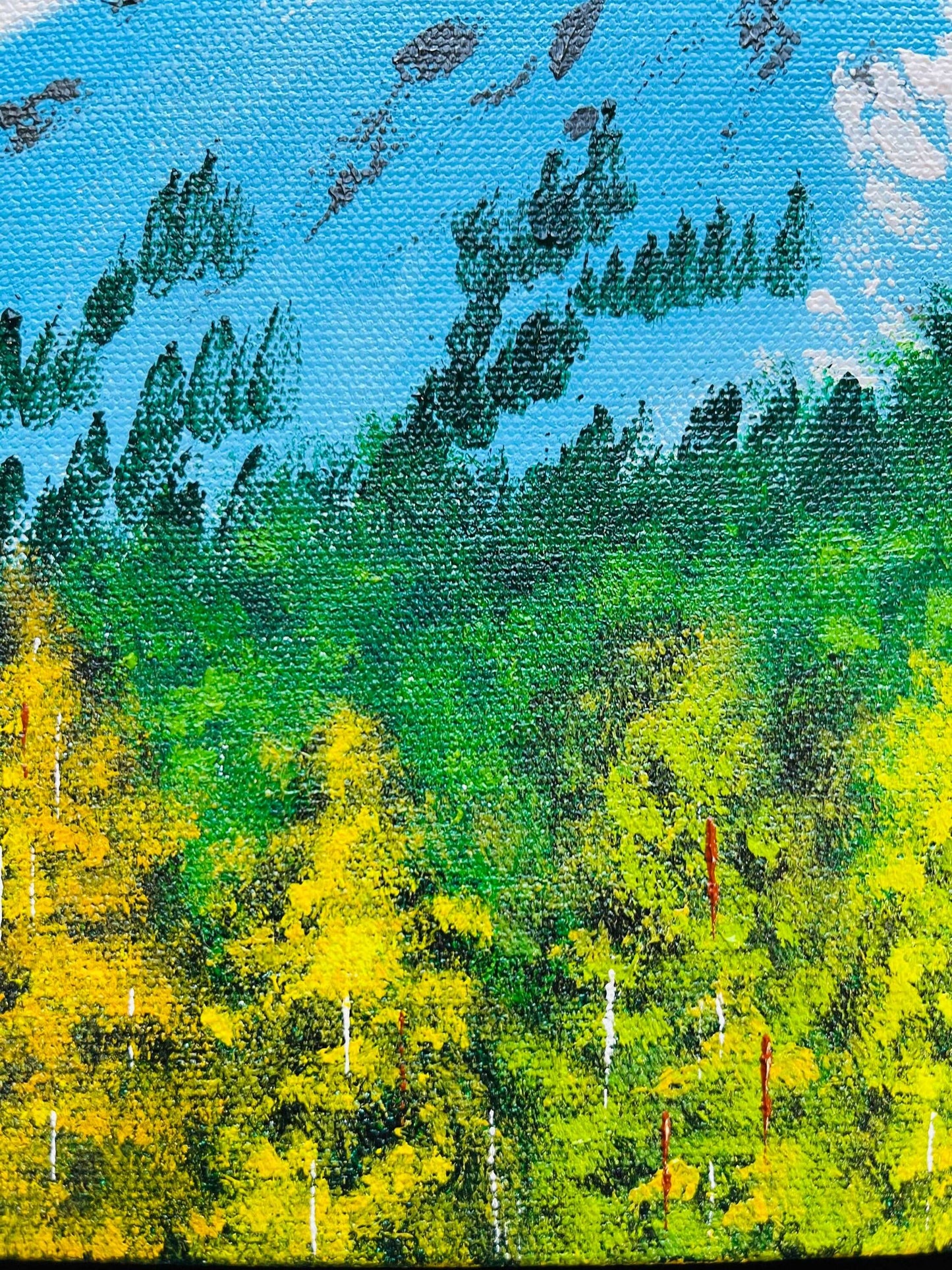 Snowy mountain painting  with Trees- ready to ship. Colorado mountain painting, Landscape Colorado art by Nisha Ghela