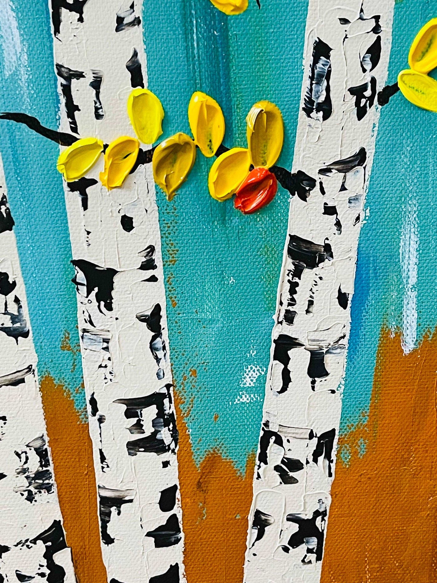 Abstract Landscape Painting with Aspen Trees