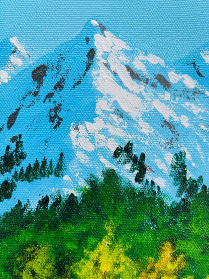 Snowy mountain painting  with Trees- ready to ship. Colorado mountain painting, Landscape Colorado art by Nisha Ghela