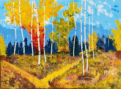 Landscape Art, Aspens with Trails