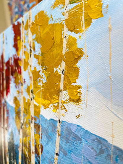 Fall Landscape Painting with Aspen Trees - Aspen Gold