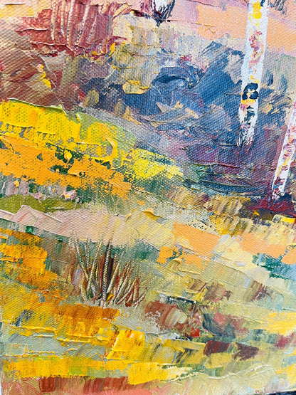 Fall Landscape Painting with Aspen Trees - Aspen Gold