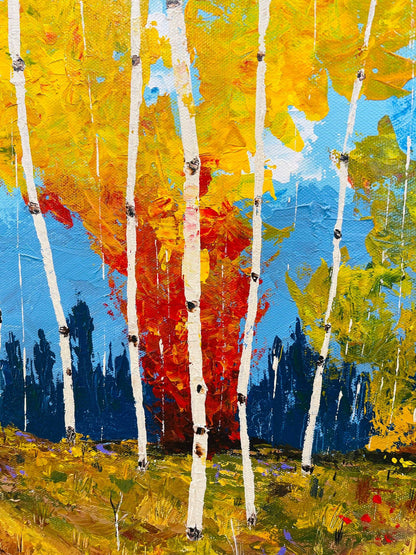 Landscape Art, Aspens with Trails