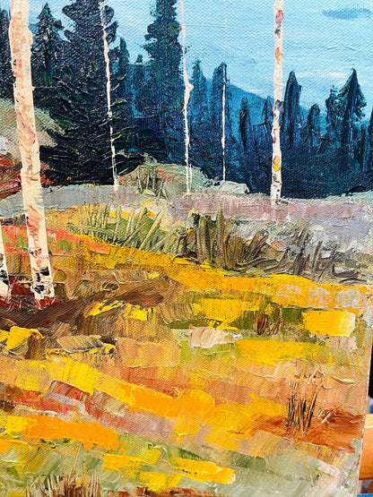 Fall Landscape Painting with Aspen Trees - Aspen Gold