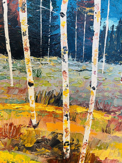 Fall Landscape Painting with Aspen Trees - Aspen Gold