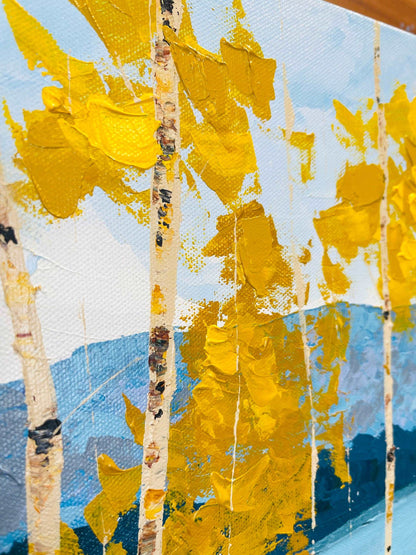 Fall Landscape Painting with Aspen Trees - Aspen Gold