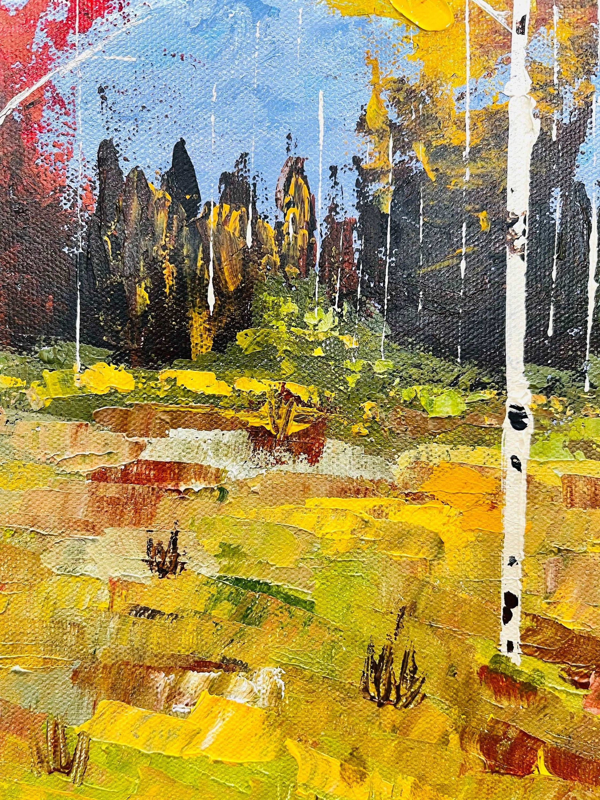Original Impasto Landscape Aspen Painting on Canvas