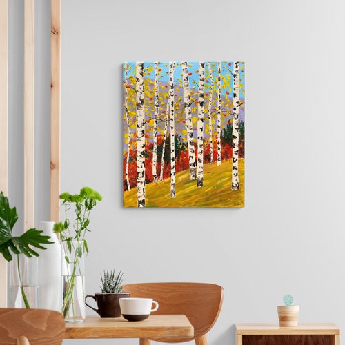 Colorado Landscape Painting with Aspen Trees