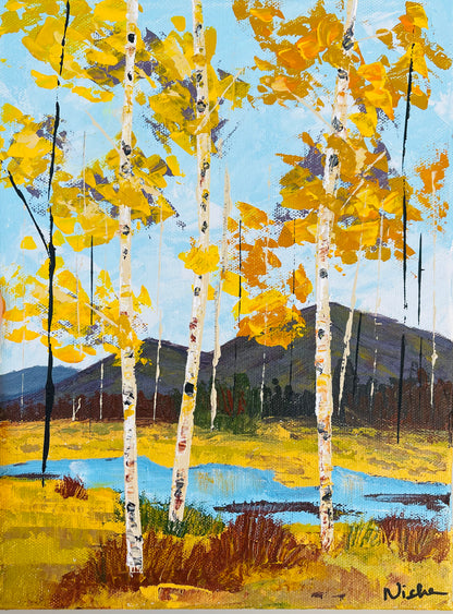 Aspen with a river stream