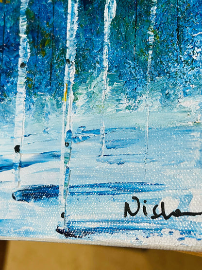 Abstract winter Aspens