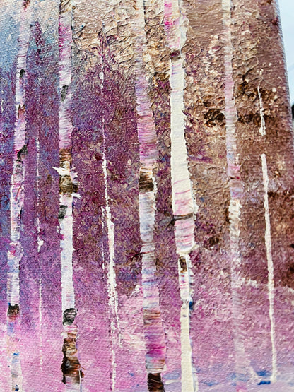 Abstract winter Aspens in purple shades
