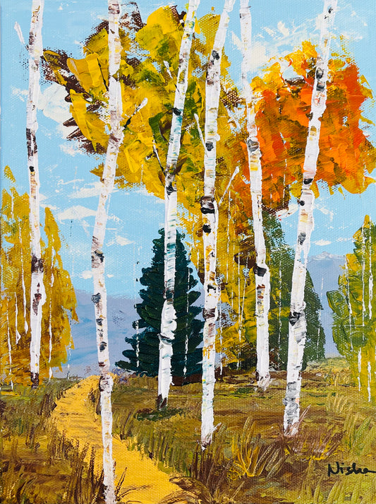 Aspens with a trail