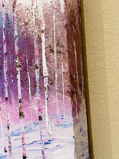 Abstract winter Aspens in purple shades