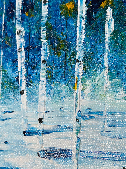 Abstract winter Aspens